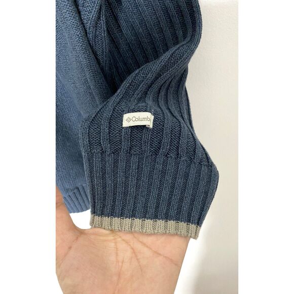 Columbia Green Ribbed Knit Sweater Mens Long Sleeve Pullover, 100% Cotton Sz XL - Picture 4 of 10